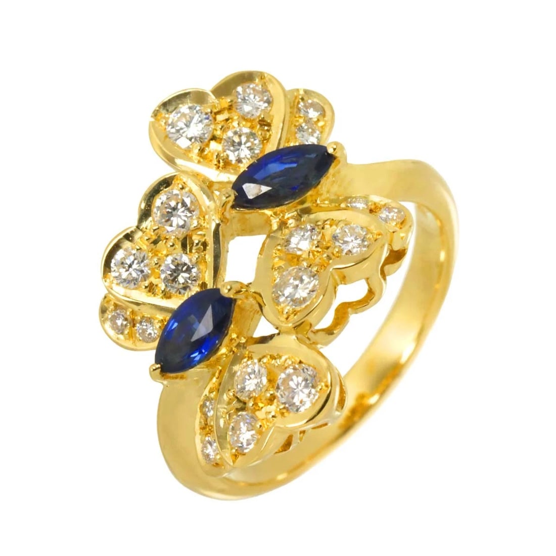 SAPPHIRE DIAMOND RING 18K K18: Sapphire Diamond Ring 18K K18 Brand: Unbranded Type: Ring Material: 750 Yellow gold, Main Stone/Creation Unknown Color: Gold Size: 7.25 (US) Accessories: None Accessories Notice: When