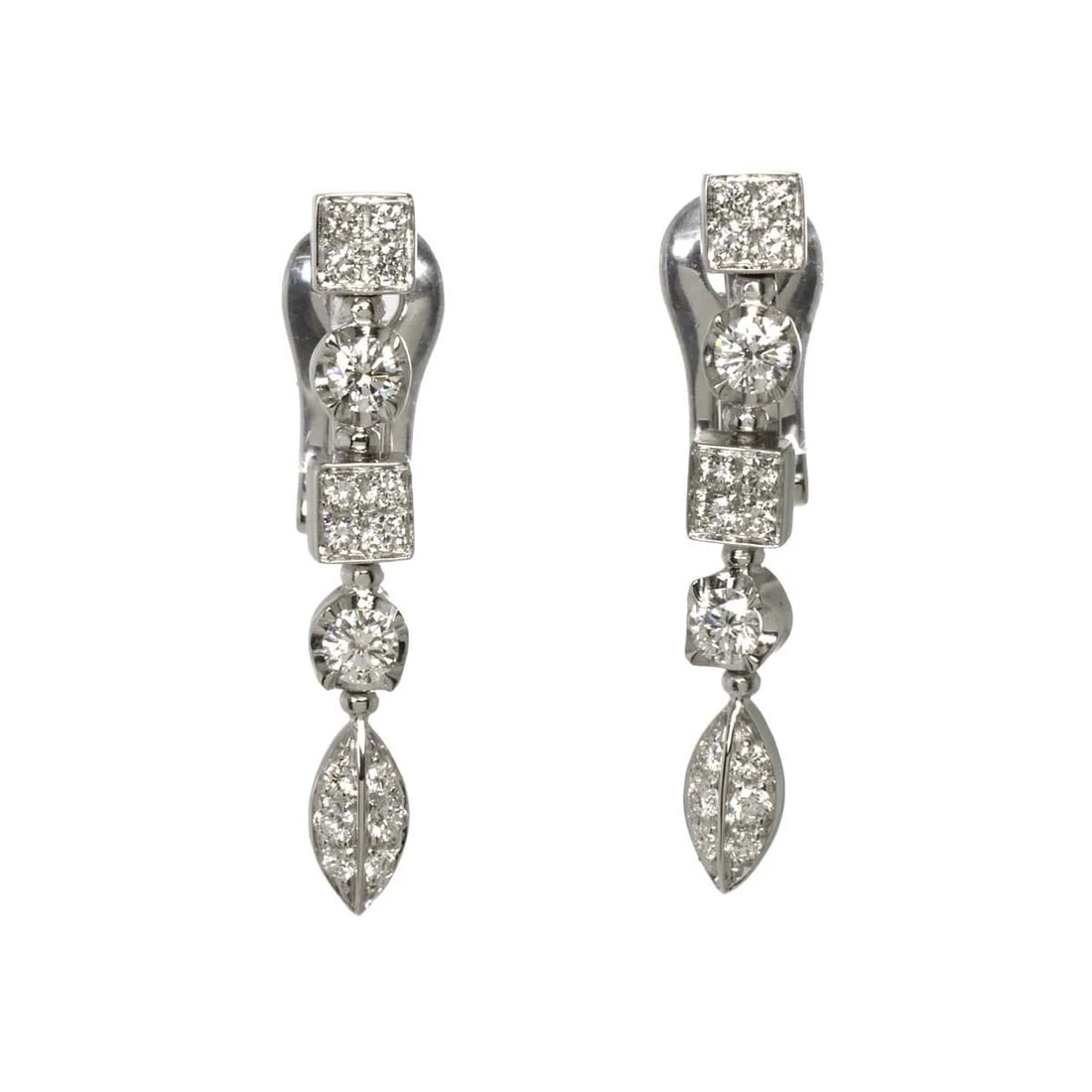 BVLGARI DIAMOND EARRINGS PIERCED: BVLGARI Diamond Earrings Pierced Brand: BVLGARI Type: Earrings Material: 750 White Gold, Main Stone/Creation Natural Color: White Gold Size: W4.5 x H32.5 mm Accessories: None Accessories