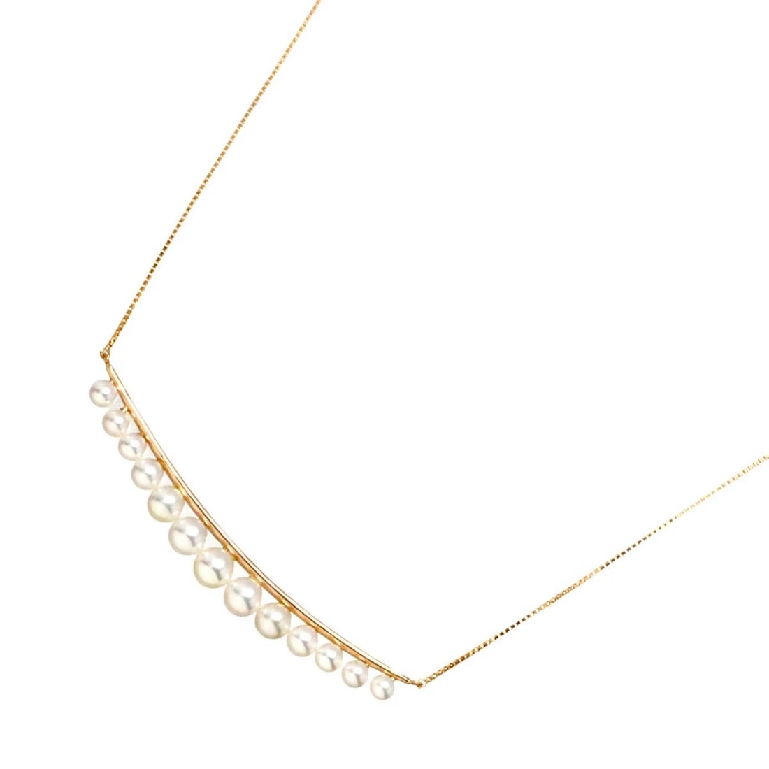 AKOYA PEARL NECKLACE 18K: Akoya Pearl Necklace 18K Brand: Unbranded Type: Necklace Material: 750 Pink Gold, Main Stone/Creation Pearl Color: Pink Gold Size: internal circumference of the chain:19.9inch Top Charm(max):W