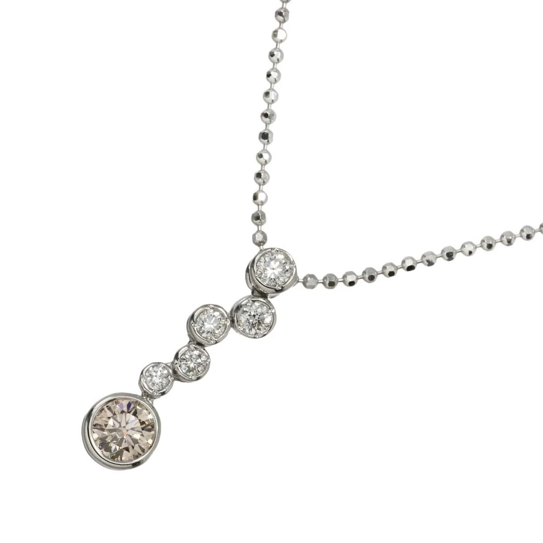 KASHIKEY BROWN DIAMOND DIAMOND NECKLACE: KASHIKEY Brown Diamond Diamond Necklace Brand: KASHIKEY Type: Necklace Material: Pt, Main Stone/Creation Natural Color: Platinum Size: internal circumference of the chain: 17.7inch(Adjustable) Top