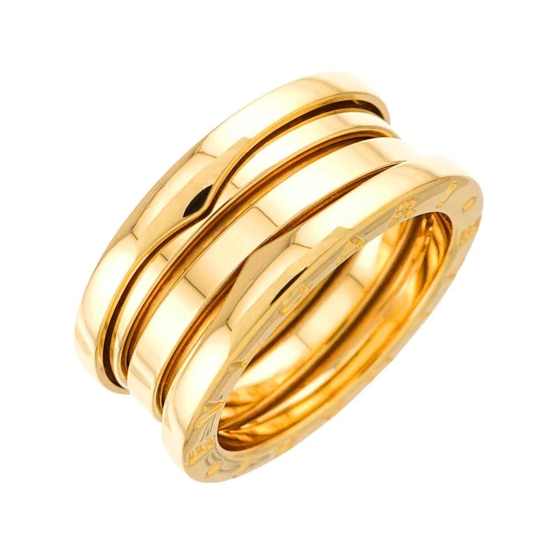 BVLGARI B-ZERO1 3 BAND RING 18K: BVLGARI B-ZERO1 3 BAND Ring 18K Brand: BVLGARI Type: Ring Material: 750 Yellow gold, Color: Gold Size: 6 (US) Accessories: None Accessories Notice: When purchasing pre-owned goods, please