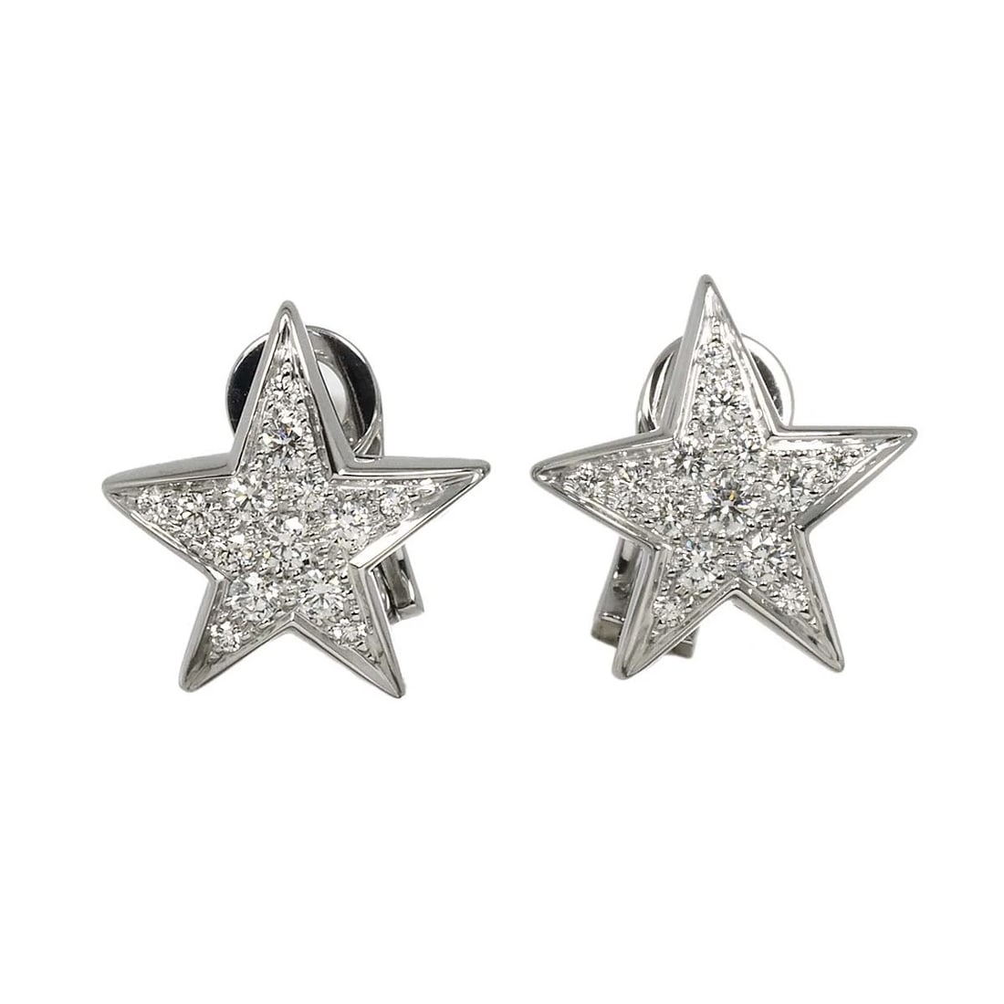 CHANEL COMETE DIAMOND MM EARRINGS PIERCED: CHANEL COMETE Diamond MM Earrings Pierced Brand: CHANEL Type: Earrings Material: 750 White Gold, Main Stone/Creation Natural Color: White Gold Size: W 14 X H 15.7mm Accessories: None Acces