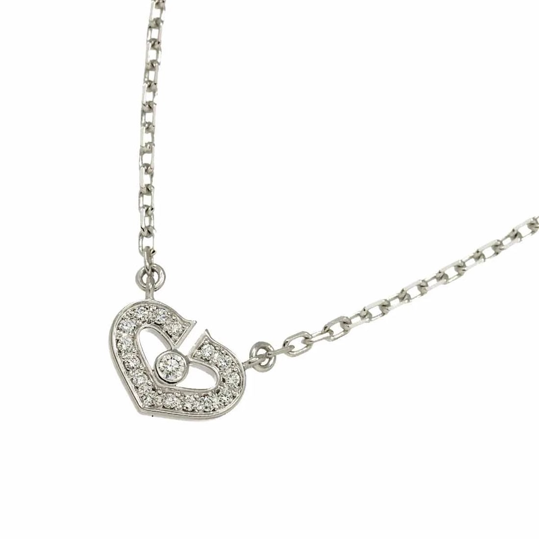 CARTIER C HEART DIAMOND NECKLACE 18K WHITE GOLD (1 of 4)