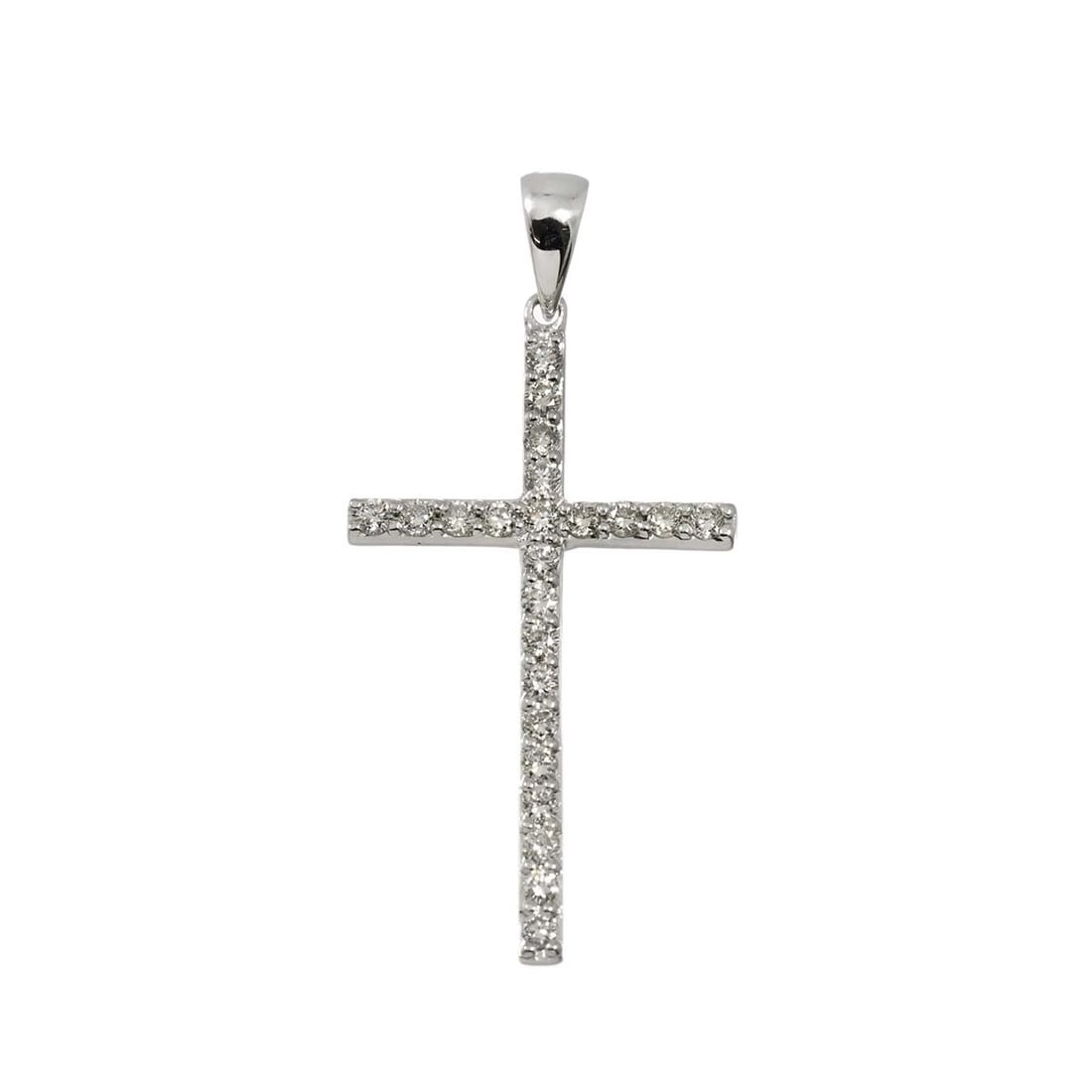 DIAMOND PENDANT TOP 18K K18 WG WHITE GOLD: Diamond Pendant Top 18K K18 WG White Gold Brand: Unbranded Type: Pendant Material: 750 White Gold, Main Stone/Creation Natural Color: White Gold Size: W 15.3 X H 31.5mm(full length)