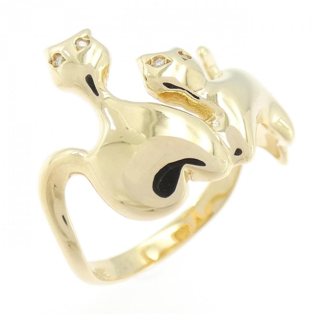 K18YG CAT DIAMOND RING: K18YG Cat Diamond Ring Brand: Unbranded Type: Ring Material: K18 Yellow Gold, Main Stone/Creation Natural Color: Yellow Gold Size: 6-6.5 (US size) Accessories: None Accessories Notice: When