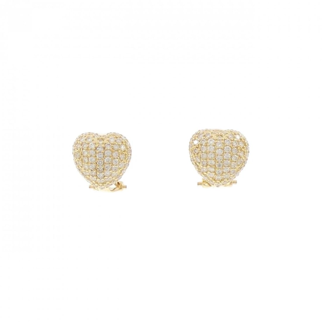 K18YG HEART X PAVE DIAMOND EARRINGS: K18YG Heart x pave Diamond Earrings Brand: Unbranded Type: Earrings Material: K18 Yellow Gold, Main Stone/Creation tourmaline Color: yellow gold Size: 7.5-8US Accessories: None Accessories