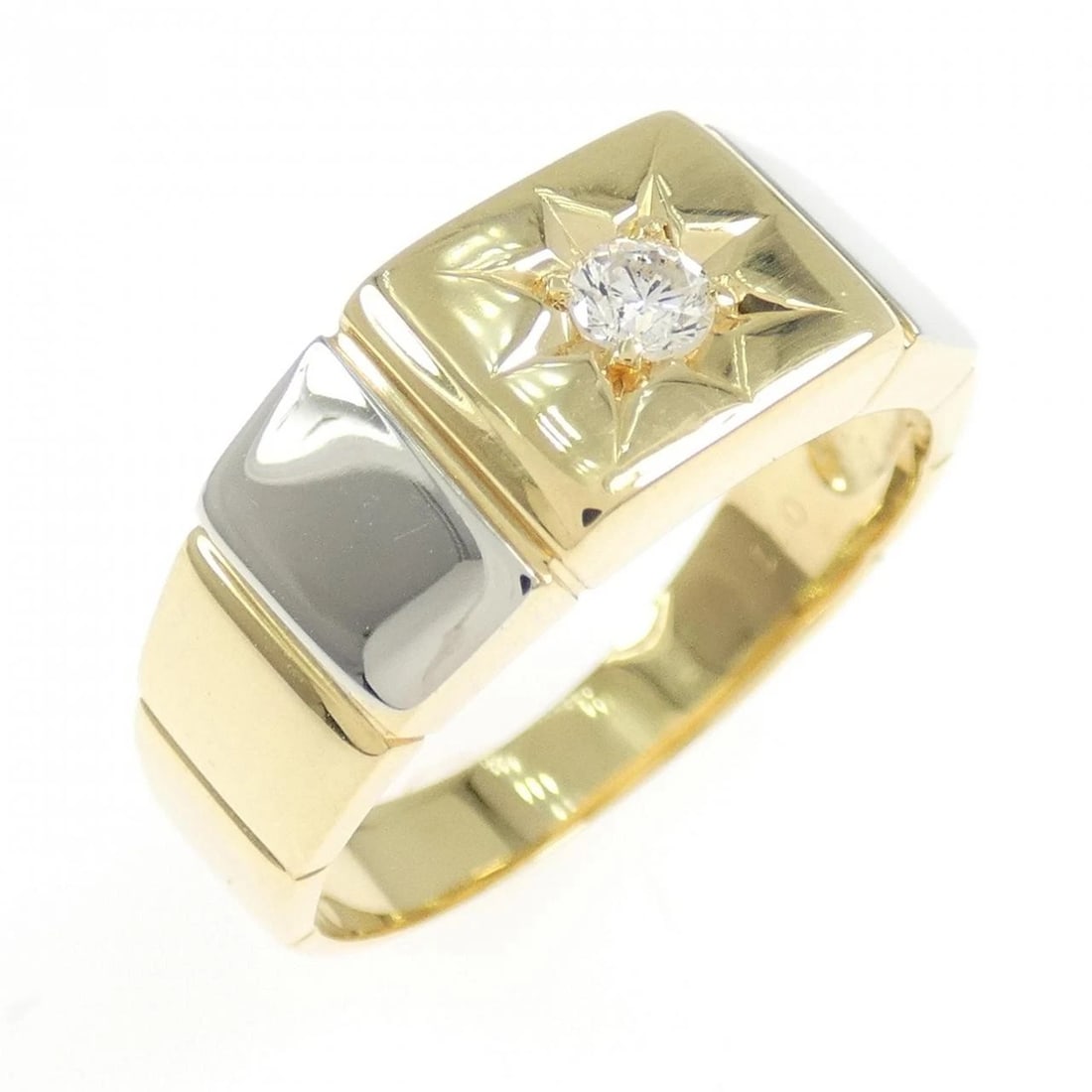 K18YG PT900 DIAMOND RING: K18YG PT900 Diamond Ring Brand: Unbranded Type: Ring Material: K18 Yellow Gold Platinum 900, Main Stone/Creation Natural Color: yellow gold Size: 8US Accessories: None Accessories Notice: