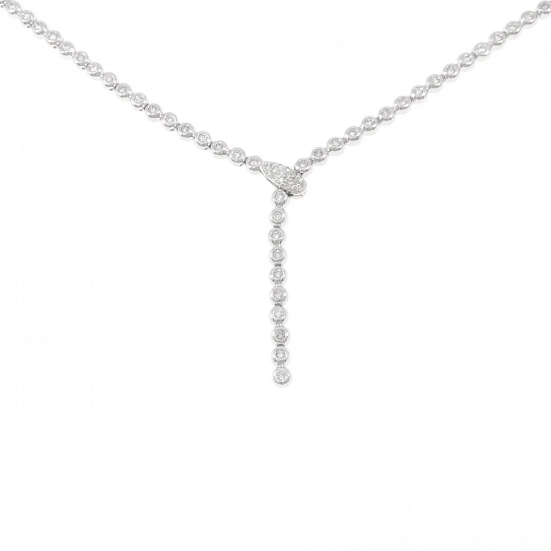 K18WG DIAMOND NECKLACE: K18WG Diamond Necklace Brand: Unbranded Type: Diamond Necklace Material: 18K white gold, Main Stone/Creation Natural Color: white gold Size: -51cm Actual Size Pendant length approx. x width