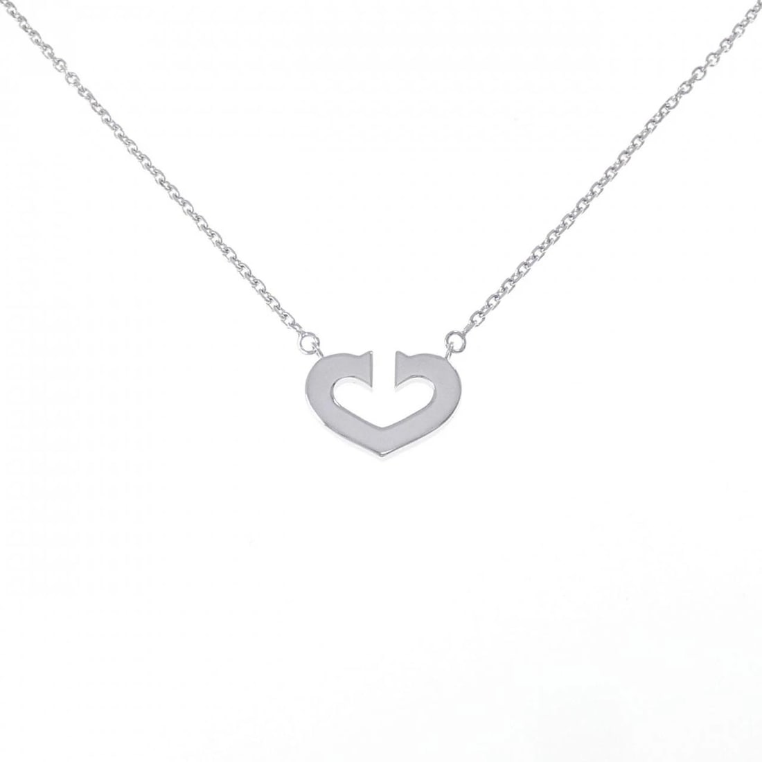 CARTIER C HEART NECKLACE: Cartier C Heart Necklace Brand: Cartier Type: Necklace Material: 750 White Gold, Color: White Gold Size: 40cm,ActualSize Pendant top H x W: 12.3mmx16.8mm Chain Max. W: 1.6mm Accessories: None