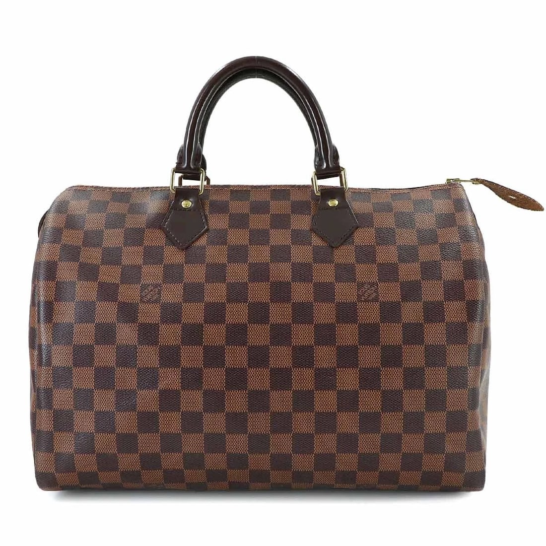 LOUIS VUITTON DAMIER SPEEDY 35 HAND BAG EBENE HAND BAG: LOUIS VUITTON Damier Speedy 35 Hand Bag Ebene Hand Bag Brand: LOUIS VUITTON Type: Hand Bag Material: Damier Canvas Color: Ebene Size: W 13.58 inch, H 9.06 inch, D 7.28 inch Handle 9.4inch (24cm)