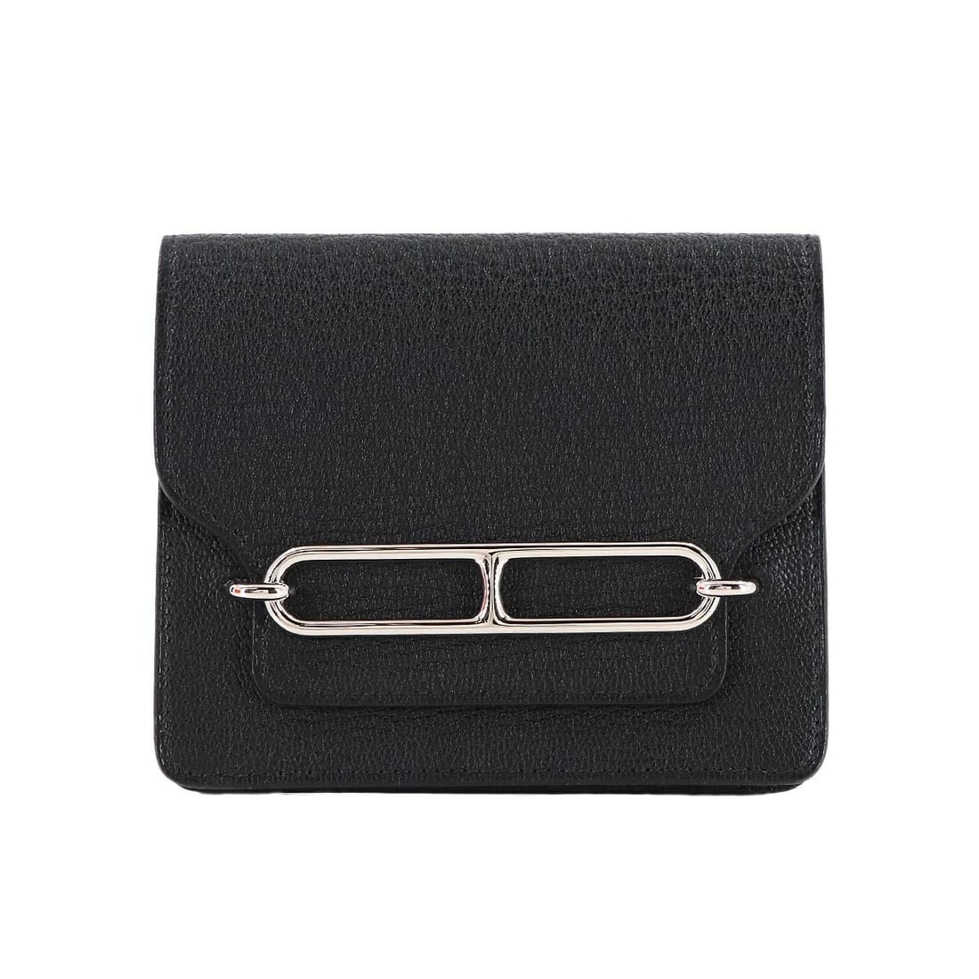 HERMES ROULIS SLIM WALLET CHEVRE BLACK U PURSE COMPACT WALLET (1 of 6)