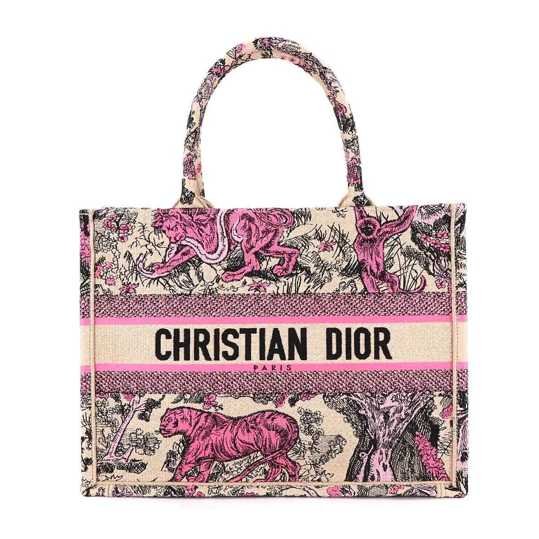 CHRISTIAN DIOR TOILE DE JOUY BOOK TOTE MEDIUM BAG CANVAS RAFFIA TOTE BAG: Christian Dior Toile de Jouy Book Tote Medium Bag Canvas Raffia Tote Bag Brand: Christian Dior Type: Tote Bag Material: Canvas , Raffia Color: Beige , Pink Size: W 14.17 inch, H 10.63 inch, D