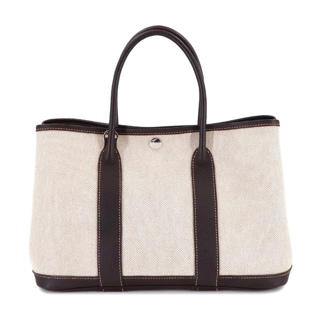 HERMES GARDEN PARTY TPM TOTE BAG TOILE H NATURAL MARRON TOTE BAG: HERMES Garden Party TPM Tote Bag Toile H Natural Marron Tote Bag Brand: HERMES Type: Tote Bag Material: Toile H , Leather Color: Natural , Marron Size: W 11.81 inch, H 7.87 inch, D 5.31 inch