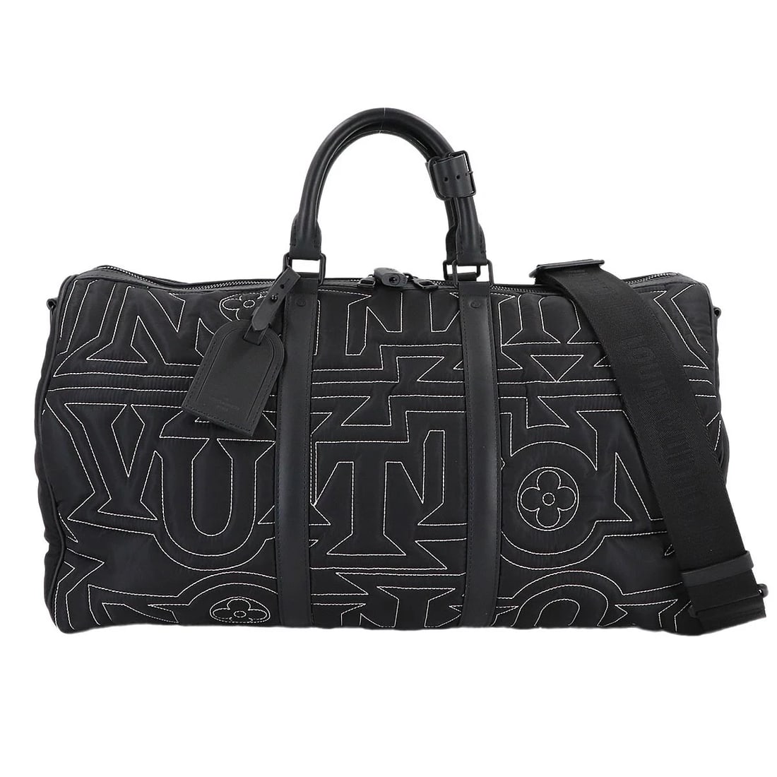 LOUIS VUITTON LV SNOW KEEPALL BANDOULIERE 50 NYLON LEATHER BLACK LUGGAGE / SHOULDER BAG: LOUIS VUITTON LV Snow Keepall Bandouliere 50 Nylon Leather Black Luggage / Shoulder Bag Brand: LOUIS VUITTON Type: Luggage / Shoulder Bag Material: Nylon , Leather Color: Black Size: W 20.47 inch,