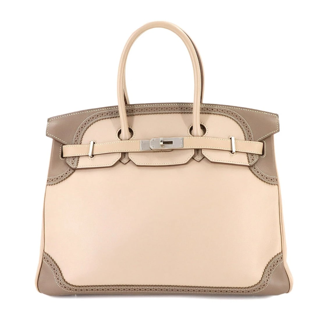 HERMES BIRKIN 35 GHILLIES SWIFT ARGILE ETOUPE HAND BAG PURSE HAND BAG (1 of 9)