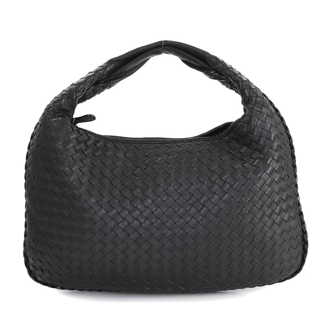BOTTEGA VENETA INTRECCIATO HOBO SHOULDER BAG LEATHER BLACK SHOULDER BAG: BOTTEGA VENETA Intrecciato Hobo Shoulder Bag Leather Black Shoulder Bag Brand: BOTTEGA VENETA Type: Shoulder Bag Material: Leather Color: Black Size: W 15.75 inch, H 9.84 inch, D 1.38 inch Access