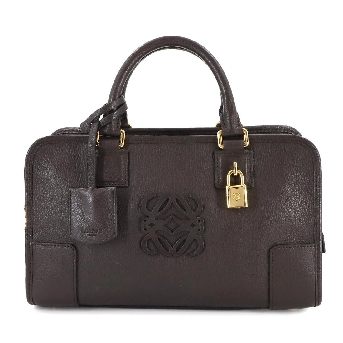 LOEWE AMAZONA 28 HAND BAG LEATHER BROWN ANAGRAM PURSE HAND BAG (1 of 6)