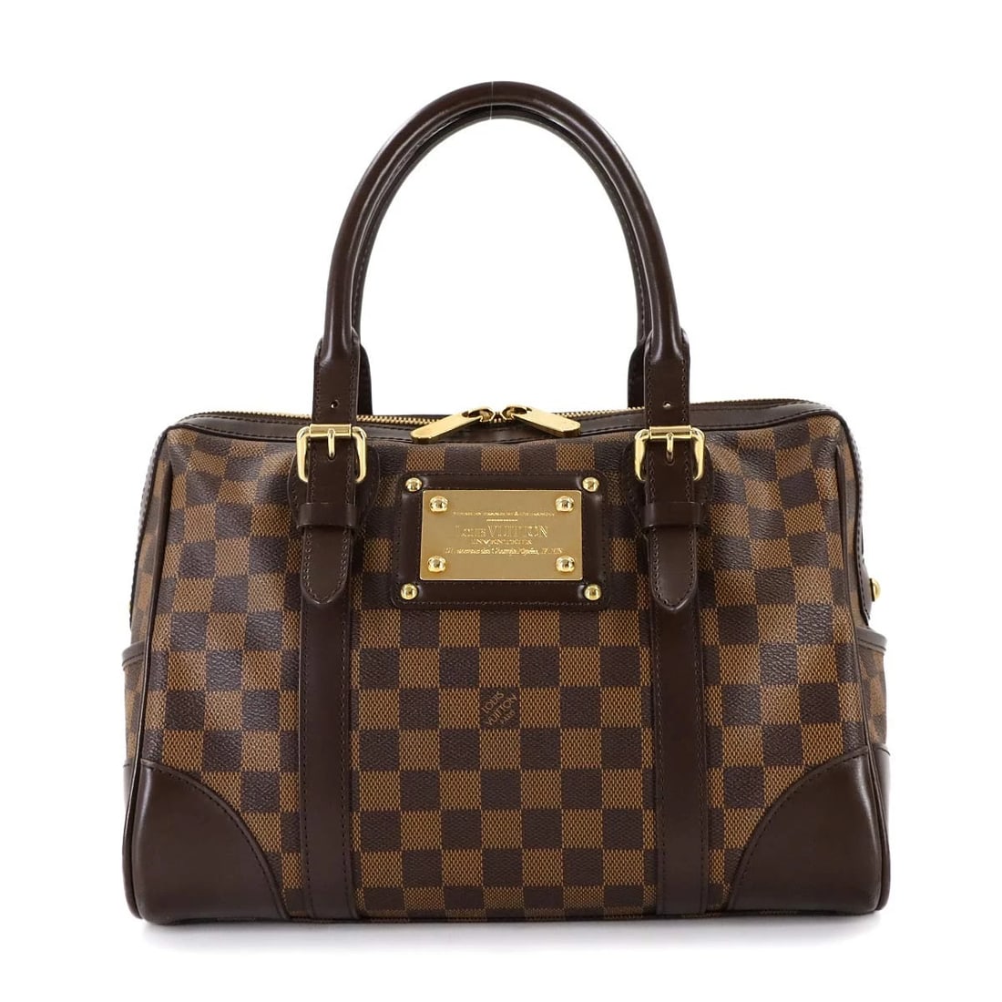 LOUIS VUITTON DAMIER BERKELEY HAND BAG EBENE HAND BAG: LOUIS VUITTON Damier Berkeley Hand Bag Ebene Hand Bag Brand: LOUIS VUITTON Type: Hand Bag Material: Damier Canvas Color: Ebene Size: W 12.40 inch, H 8.66 inch, D 7.87 inch Handle 11inch to 15inch