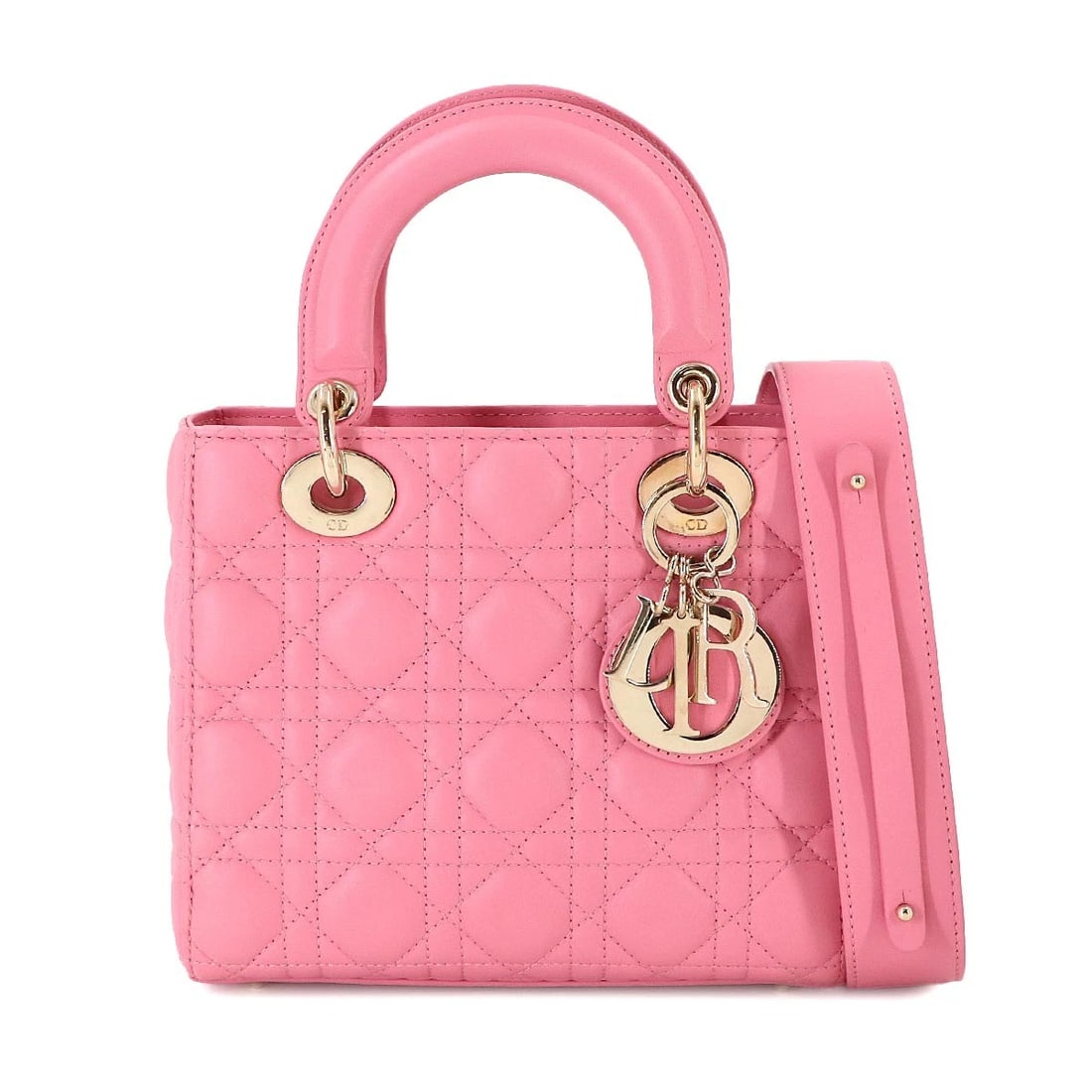 CHRISTIAN DIOR LADY DIOR MY HAND SHOULDER BAG LEATHER HAND BAG / SHOULDER BAG: Christian Dior Lady Dior My Hand Shoulder Bag Leather Hand Bag / Shoulder Bag Brand: Christian Dior Type: Hand Bag / Shoulder Bag Material: Leather Color: Pink Size: W 7.87 inch, H 6.69 inch, D 3.