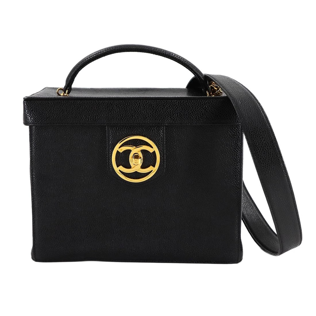 CHANEL VANITY HAND SHOULDER BAG LEATHER BLACK HAND BAG / SHOULDER BAG (1 of 6)