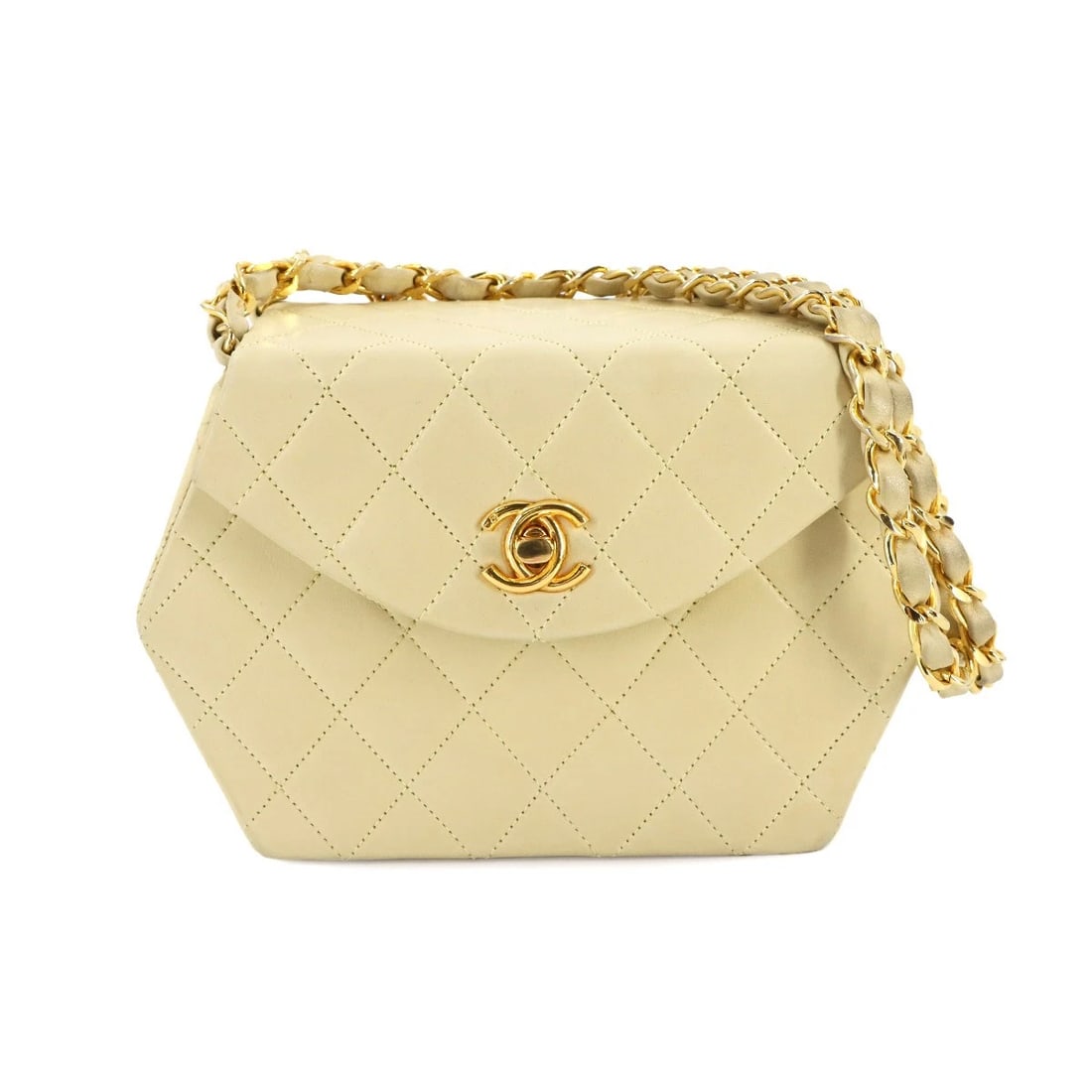 CHANEL MATELASSE HAND BAG LEATHER YELLOW VINTAGE PURSE HAND BAG (1 of 6)