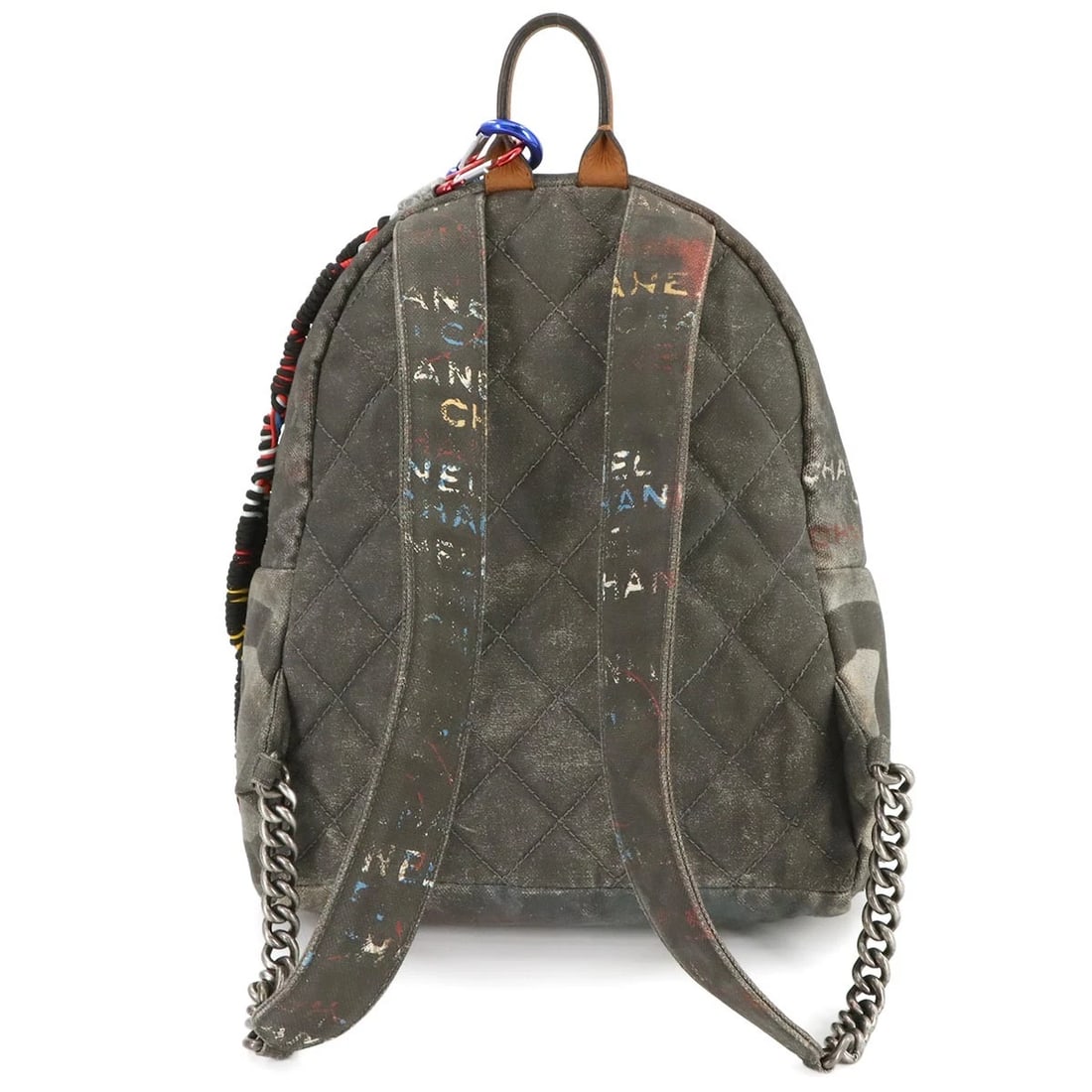 CHANEL GRAFFITI BACKPACK CANVAS LEATHER KHAKI GRAY BACKPACK - 2