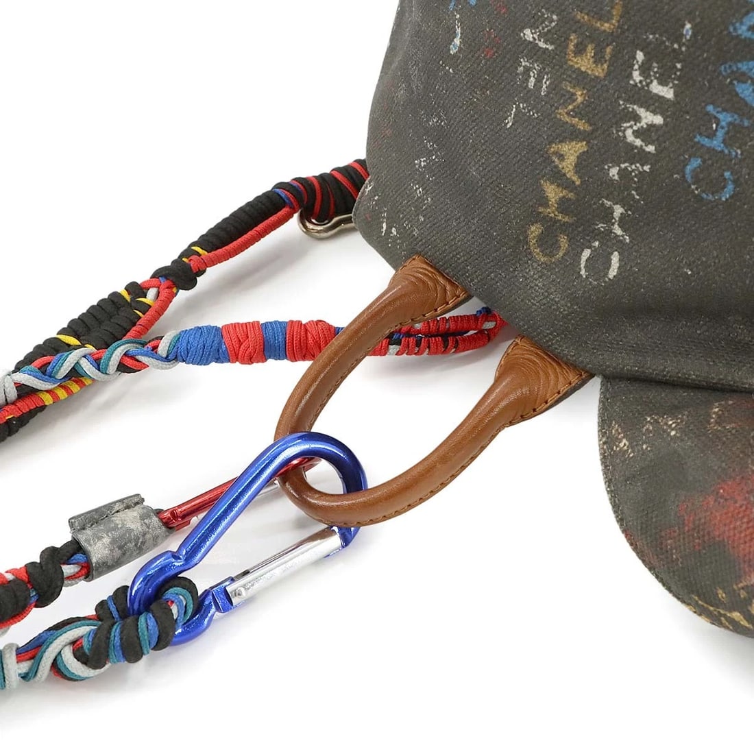 CHANEL GRAFFITI BACKPACK CANVAS LEATHER KHAKI GRAY BACKPACK - 5