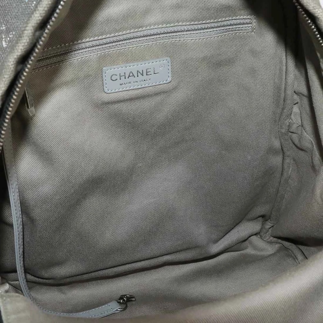 CHANEL GRAFFITI BACKPACK CANVAS LEATHER KHAKI GRAY BACKPACK - 6