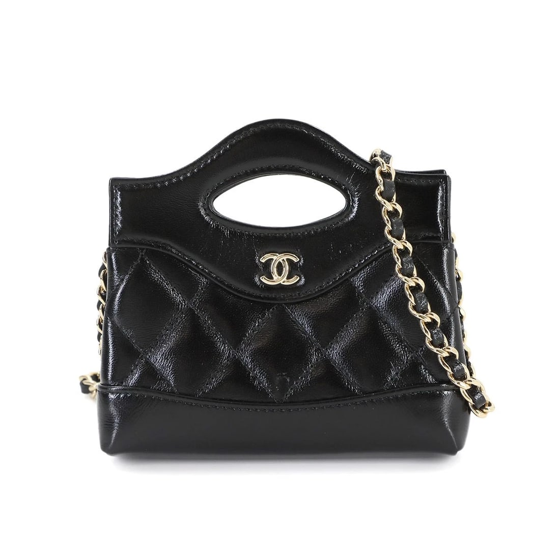 CHANEL 31 MICRO CLUTCH CHAIN SHOULDER BAG LEATHER BLACK PURSE SHOULDER BAG: CHANEL 31 Micro Clutch Chain Shoulder Bag Leather Black Purse Shoulder Bag Brand: CHANEL Type: Shoulder Bag Material: Leather Color: Black Size: W 5.12 inch, H 2.95 inch, D 1.38 inch Handle 3.1inc