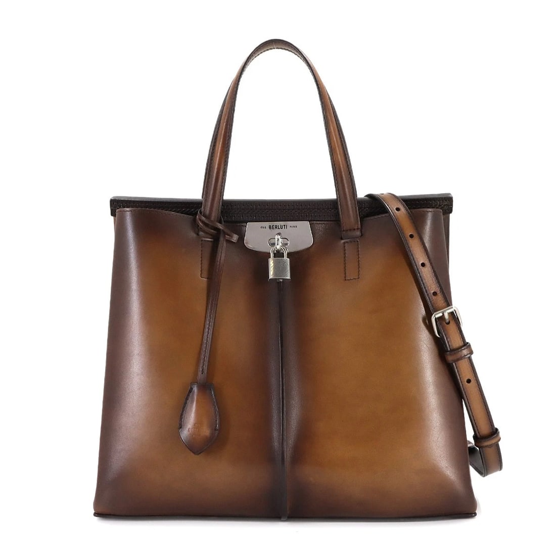BERLUTI LUTI 38 TOTE SHOULDER BAG VENEZIA LEATHER BROWN TOTE BAG / SHOULDER BAG (1 of 6)