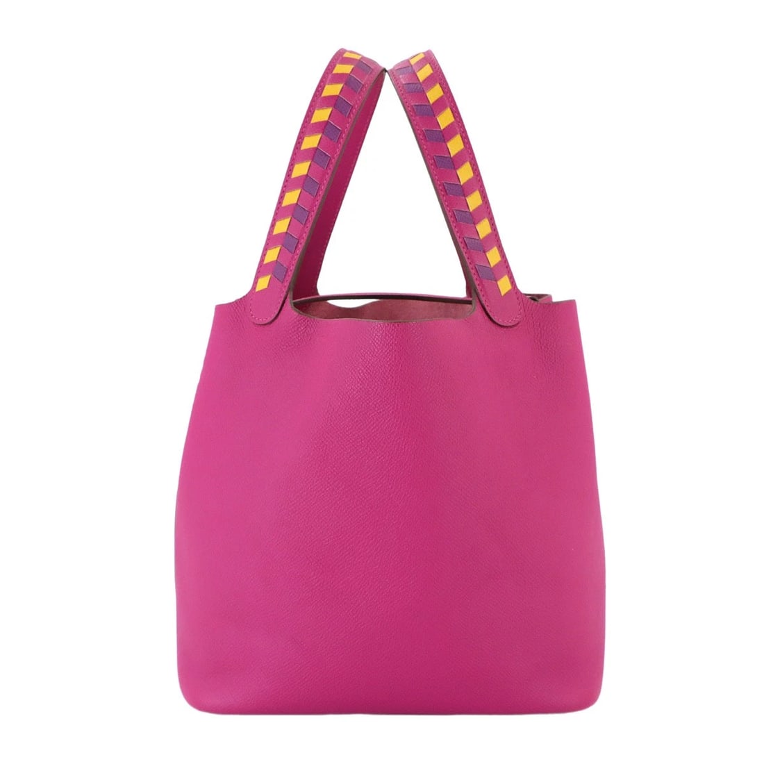 HERMES PICOTIN LOCK MM TRESSAGE HAND BAG EPSOM ROSE PURPLE HAND BAG: HERMES Picotin Lock MM Tressage Hand Bag Epsom Rose purple Hand Bag Brand: HERMES Type: Hand Bag Material: Veau Epsom Color: Rose purple , Jaune de Naples , Anemone Size: W 8.46 inch, H 8.27 inch,