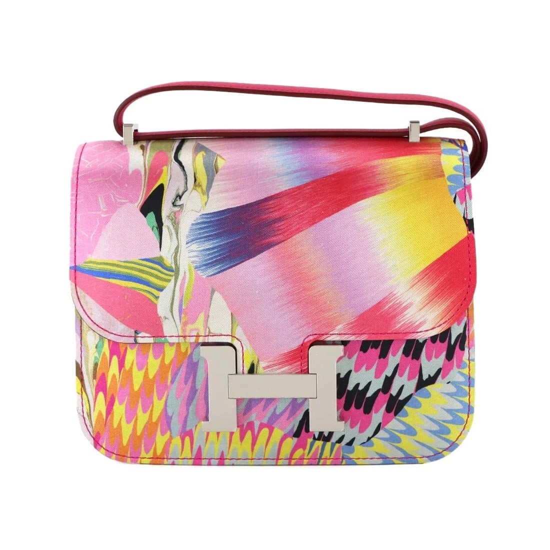 HERMES CONSTANCE 3 MINI 18 MARBLE SHOULDER BAG: HERMES Constance 3 Mini 18 Marble Shoulder Bag Brand: HERMES Type: Shoulder Bag Material: Veau Swift , Silk Color: Rose Mexicoe , Multicolor Size: W 7.28 inch, H 5.71 inch, D 1.97 inch Accessorie