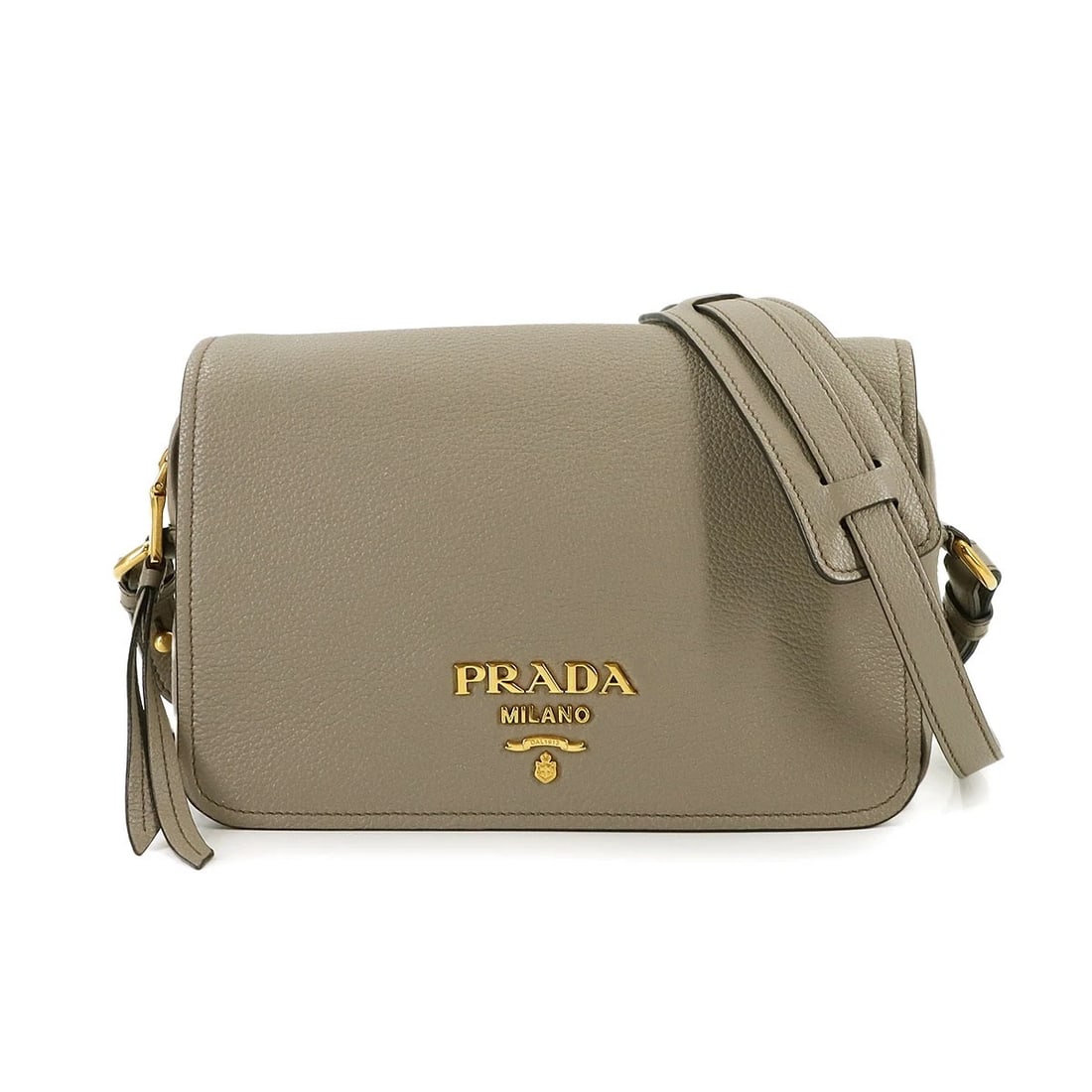 PRADA SHOULDER BAG LEATHER GRAY SHOULDER BAG: PRADA Shoulder Bag Leather Gray Shoulder Bag Brand: PRADA Type: Shoulder Bag Material: Leather Color: Gray Size: W 8.66 inch, H 5.91 inch, D 2.56 inch Accessories: None Accessories Notice: