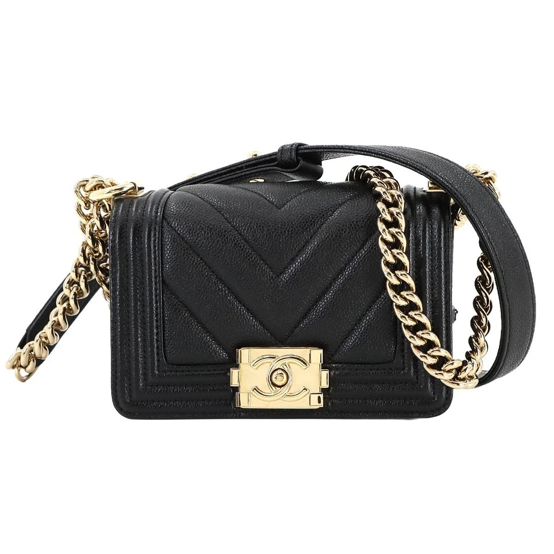 CHANEL MINI CHAIN SHOULDER BAG LEATHER SHOULDER BAG (1 of 5)