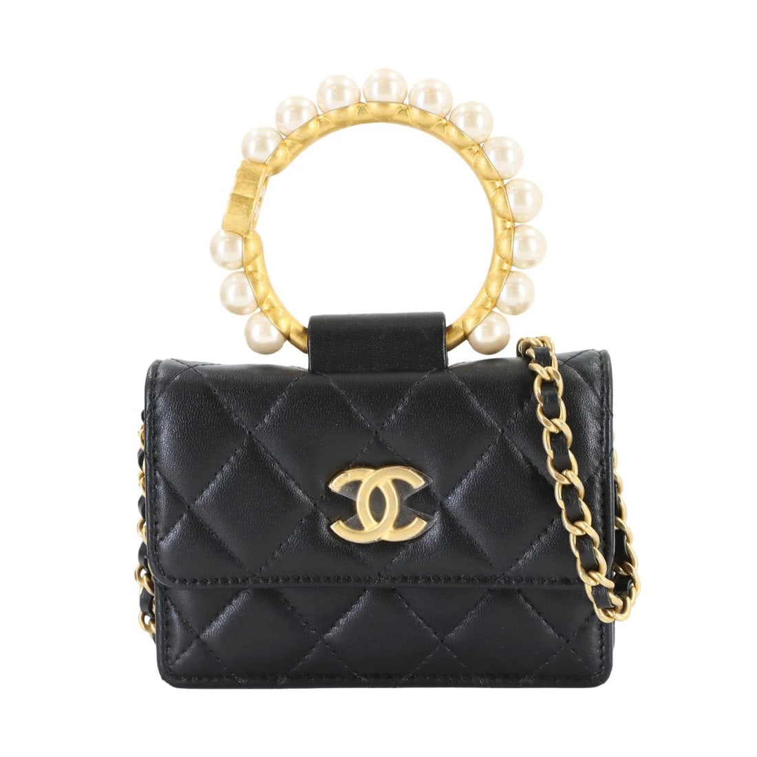 CHANEL MINI MATELASSE FAUX HAND SHOULDER BAG / HAND BAG: CHANEL Mini Matelasse Faux Hand Shoulder Bag / Hand Bag Brand: CHANEL Type: Shoulder Bag / Hand Bag Material: Leather Color: Black Size: W 4.72 inch, H 3.54 inch, D 0.79 inchHandle7.9inch (20cm)
