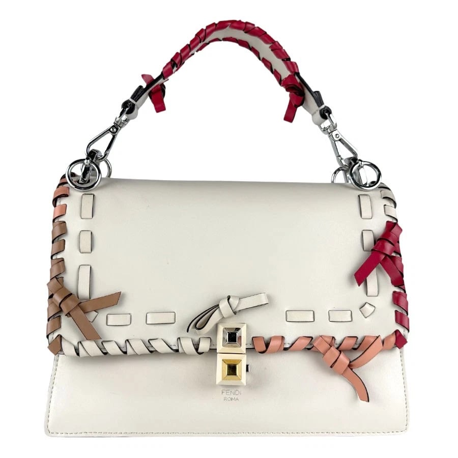 FENDI HANDBAG SHOULDER BAG OFF WHITE LEATHER HANDBAG: FENDI Handbag Shoulder Bag Off White leather Handbag Brand: FENDI Type: Handbag Material: Leather Color: Off White Size: W:9.4inx H:7.9inx D:3.9in Handle Length:11.8in Accessories: None Ac