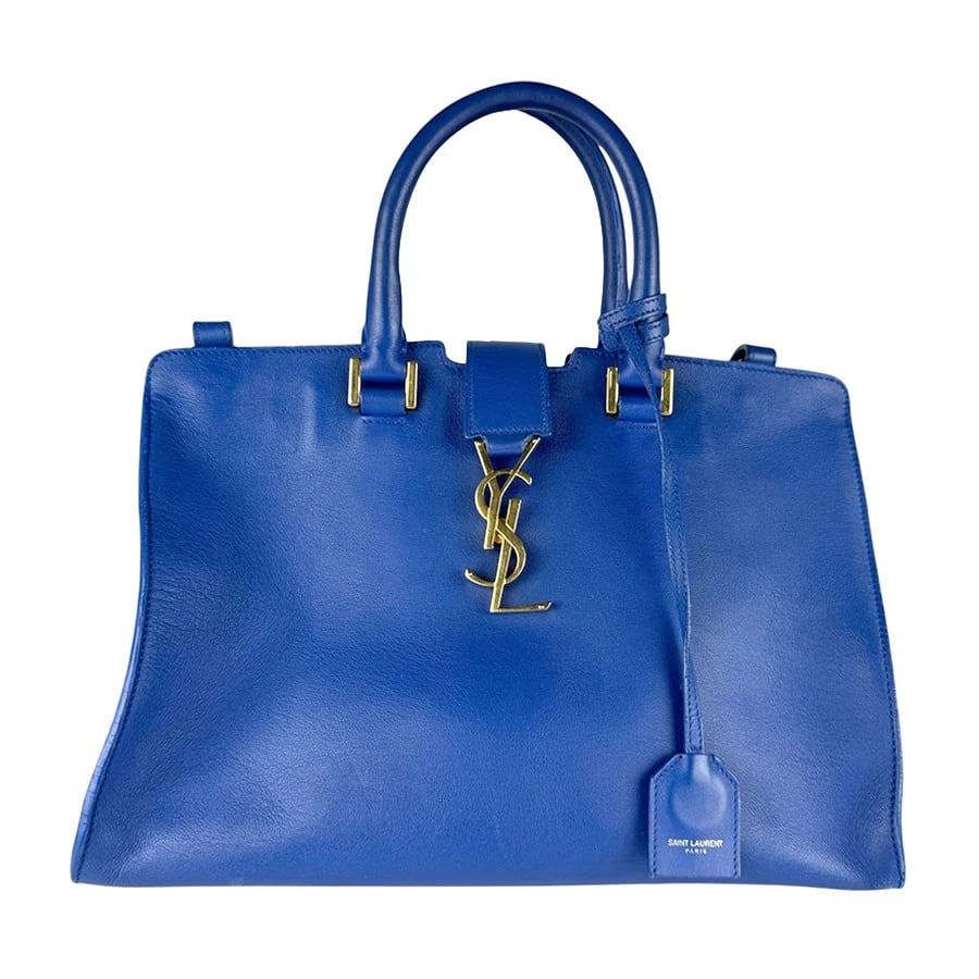 SAINT LAURENT BABY CABAS HANDBAG SHOULDER BAG HANDBAG: SAINT LAURENT Baby Cabas Handbag Shoulder Bag Handbag Brand: SAINT LAURENT Type: Handbag Material: Leather Color: Blue Size: W:11.8inx H:8.7inx D:5.5in Handle Length:13.0in Accessories: None <