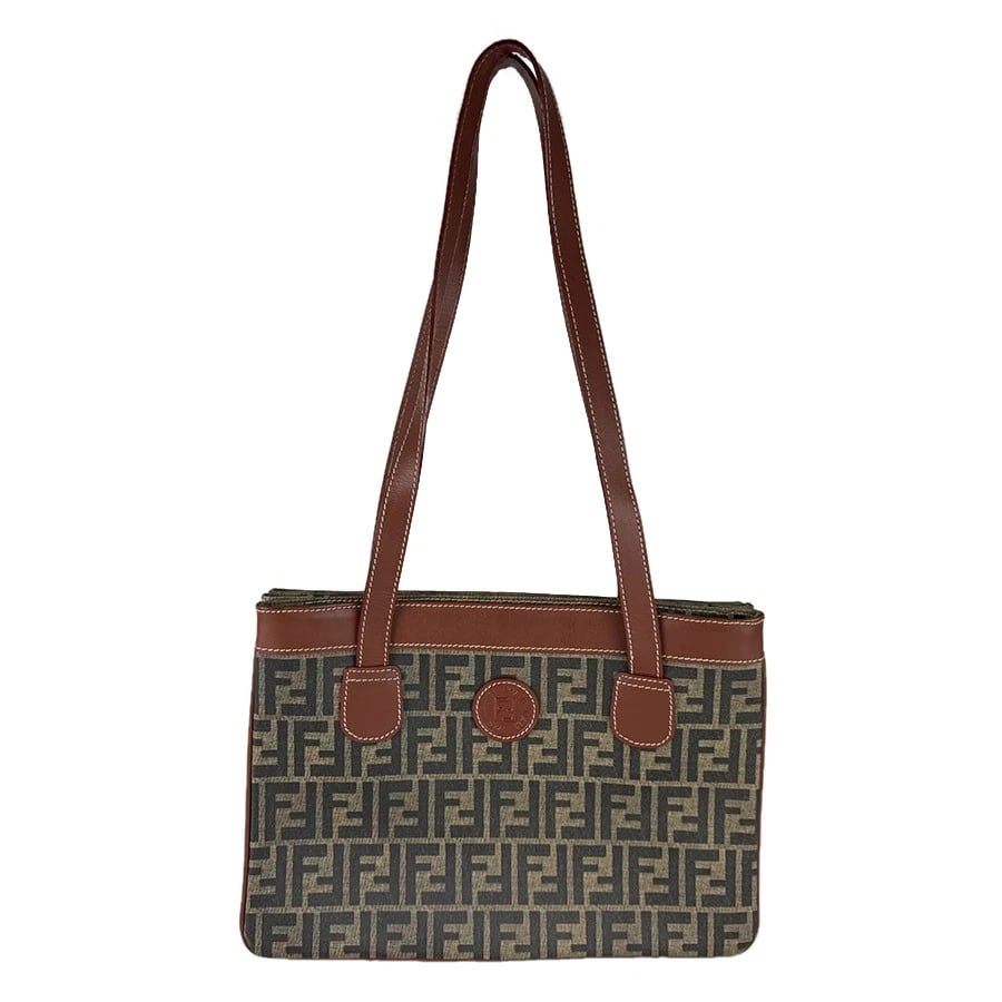 FENDI SHOULDER BAG BROWN PVC COATED CANVAS/LEATHER SHOULDER BAG: FENDI Shoulder Bag Brown PVC coated canvas/leather Shoulder Bag Brand: FENDI Type: Shoulder Bag Material: PVC Coated Canvas x Leather Color: Brown Size: W:13.4inx H:9.4inx D:1.6in Shoulder