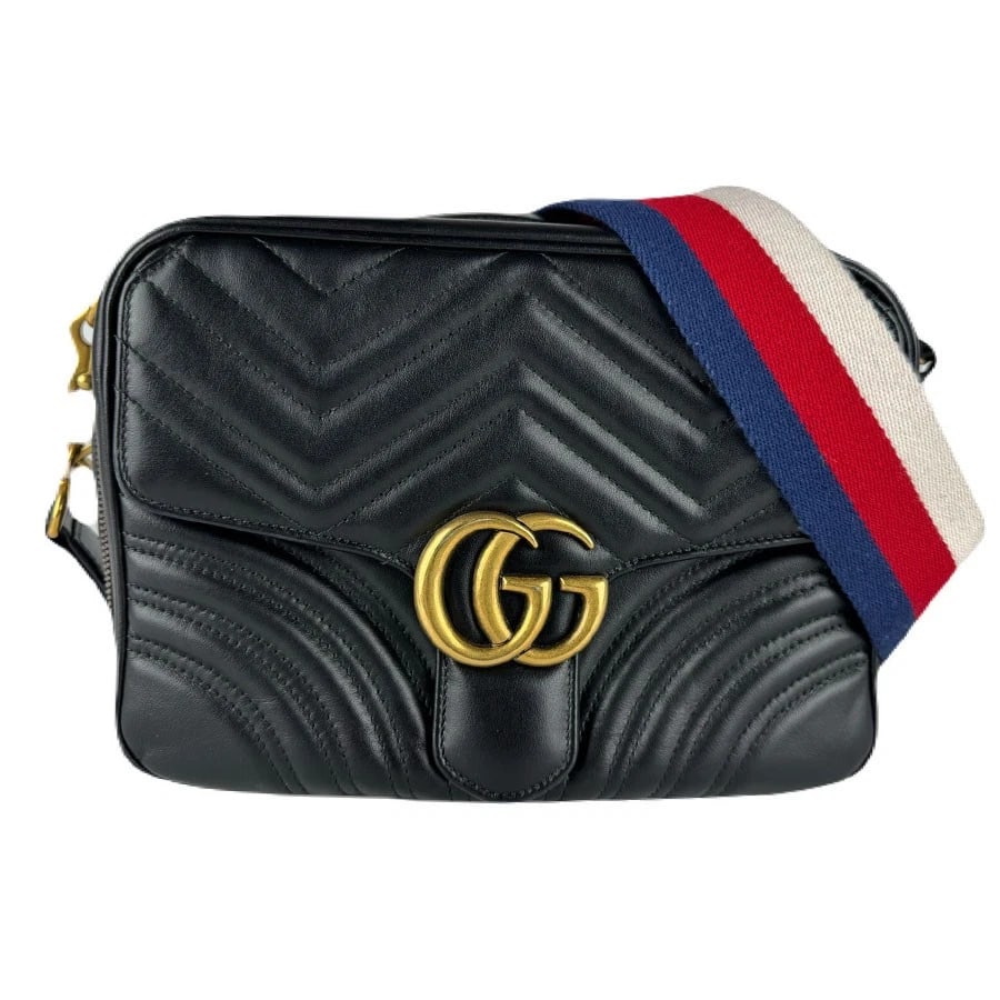 GUCCI GG MARMONT HANDBAG SHOULDER BAG BLACK HANDBAG: GUCCI GG Marmont Handbag Shoulder Bag Black Handbag Brand: GUCCI Type: Handbag Material: Leather Color: Black Size: W:9.4inx H:7.5inx D:3.1in Shoulder Length: 45.3in Accessories: None