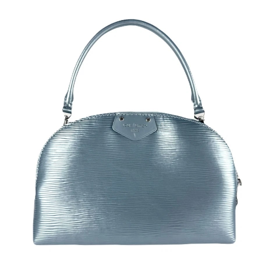 LOUIS VUITTON HANDBAG SHOULDER BAG METALLIC HANDBAG: LOUIS VUITTON Handbag Shoulder Bag Metallic Handbag Brand: LOUIS VUITTON Type: Handbag Material: Epi Leather Color: Metallic Blue Size: W:9.1inx H:5.9inx D:2.4in Handle Length:13.8in Accessories: