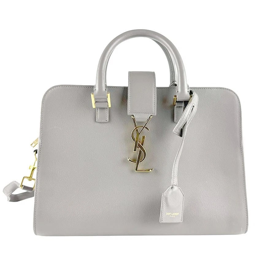SAINT LAURENT BABY CABAS HANDBAG SHOULDER BAG HANDBAG: SAINT LAURENT Baby Cabas Handbag Shoulder Bag Handbag Brand: SAINT LAURENT Type: Handbag Material: Leather Color: Gray Size: W:10.2inx H:7.1inx D:4.7in Handle Length:11.4in Accessories: None <