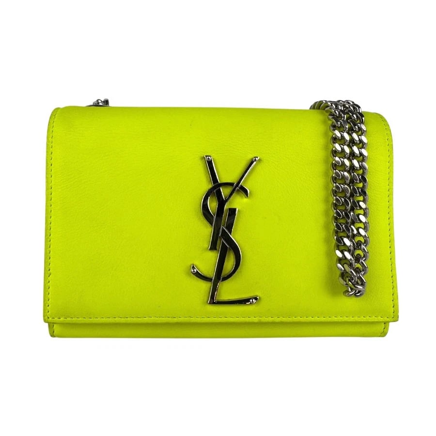 SAINT LAURENT CHAIN CROSSBODY SHOULDER BAG CROSSBODY SHOULDER BAG: SAINT LAURENT Chain Crossbody Shoulder Bag Crossbody Shoulder Bag Brand: SAINT LAURENT Type: Crossbody Shoulder Bag Material: leather Color: Neon Yellow/Silver Size: W:6.7inx H:5.1inx D:1.6in