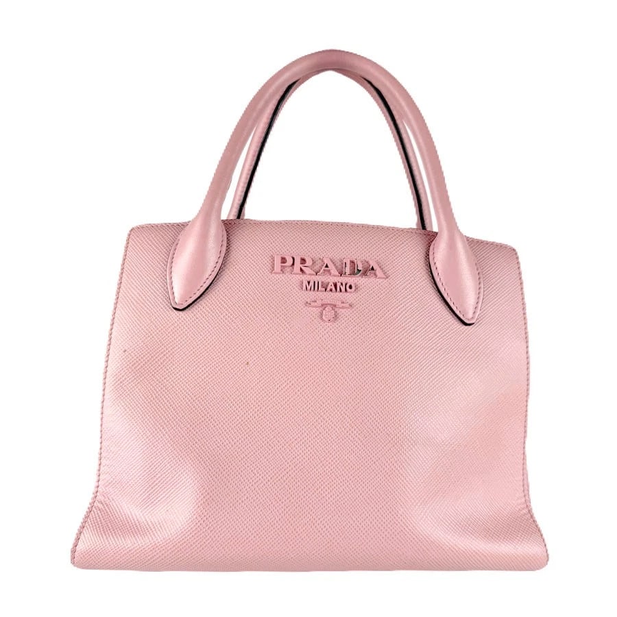 PRADA HANDBAG SHOULDER BAG PINK LEATHER HANDBAG: PRADA Handbag Shoulder Bag Pink Leather Handbag Brand: PRADA Type: Handbag Material: Leather Color: Pink Size: W:10.2inx H:7.9inx D:5.5in Handle Length:11.8in Accessories: None Accessories