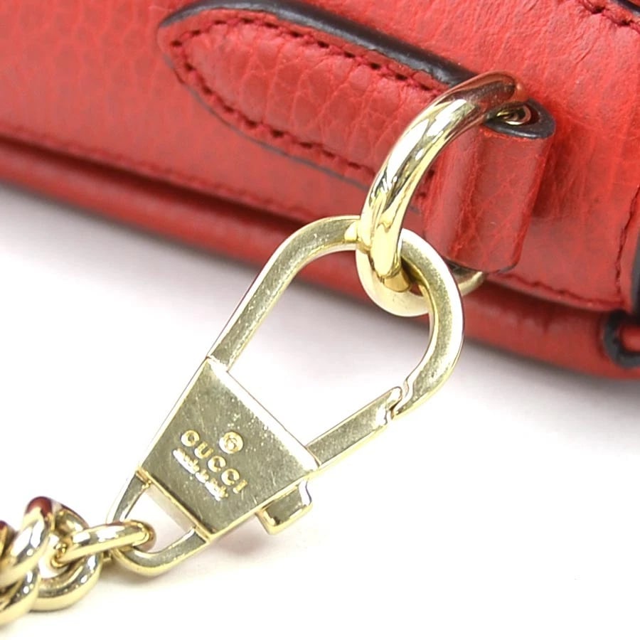 GUCCI INTERLOCKING G SHOULDER BAG RED LEATHER SHOULDER BAG - 10
