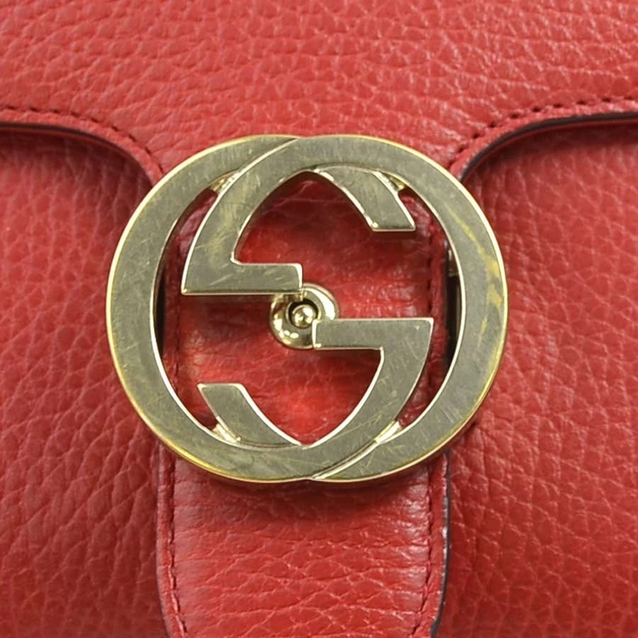 GUCCI INTERLOCKING G SHOULDER BAG RED LEATHER SHOULDER BAG - 11