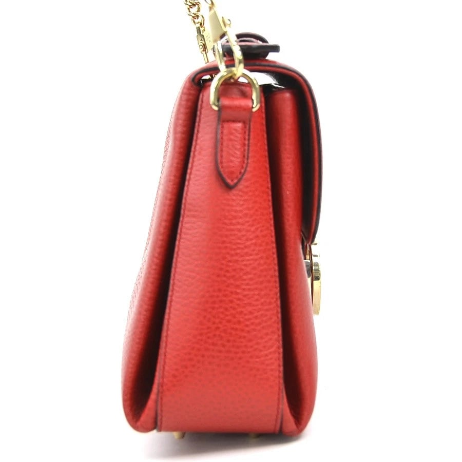 GUCCI INTERLOCKING G SHOULDER BAG RED LEATHER SHOULDER BAG - 2