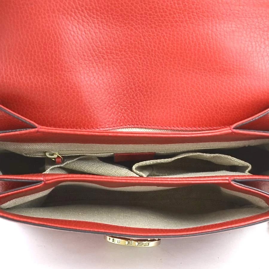 GUCCI INTERLOCKING G SHOULDER BAG RED LEATHER SHOULDER BAG - 5