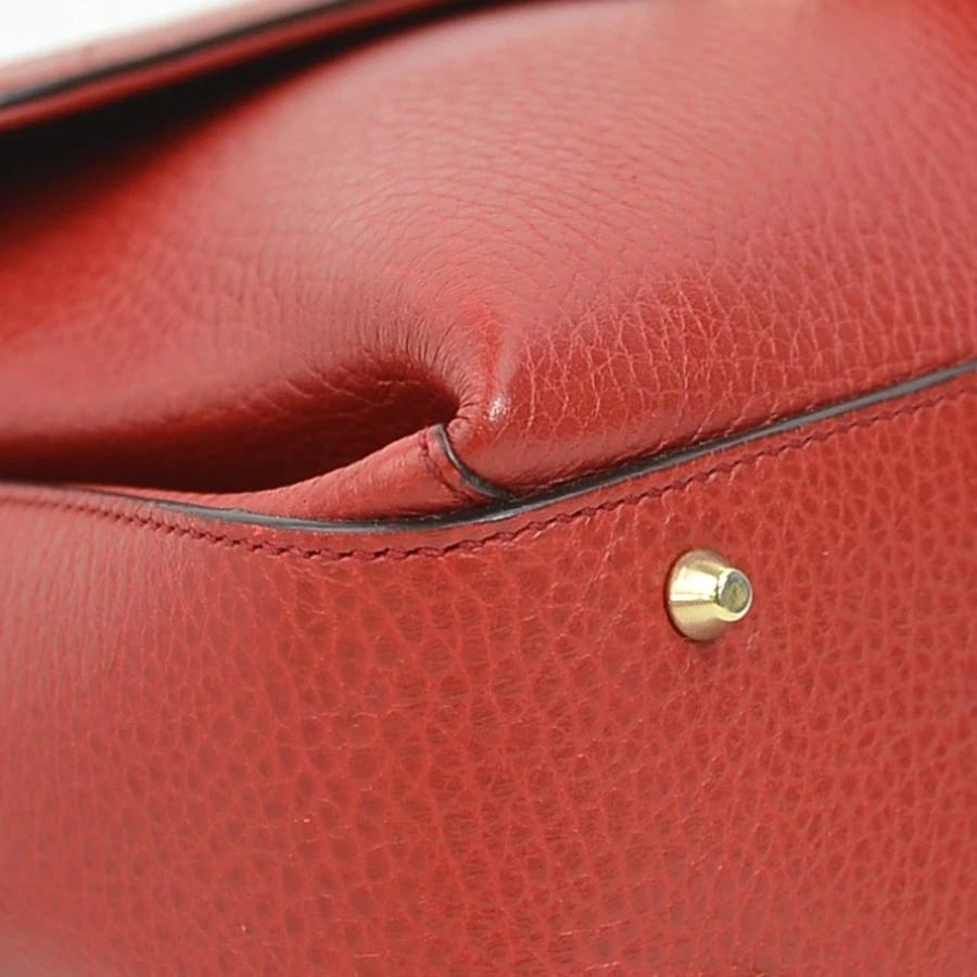 GUCCI INTERLOCKING G SHOULDER BAG RED LEATHER SHOULDER BAG - 7