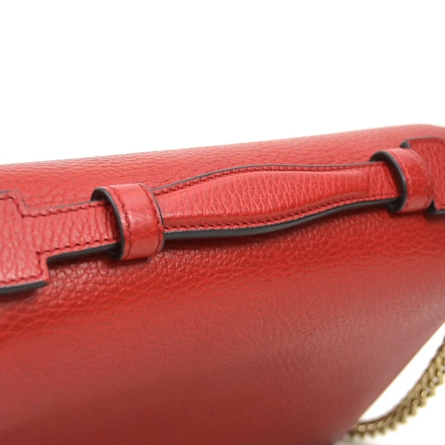 GUCCI INTERLOCKING G SHOULDER BAG RED LEATHER SHOULDER BAG - 8