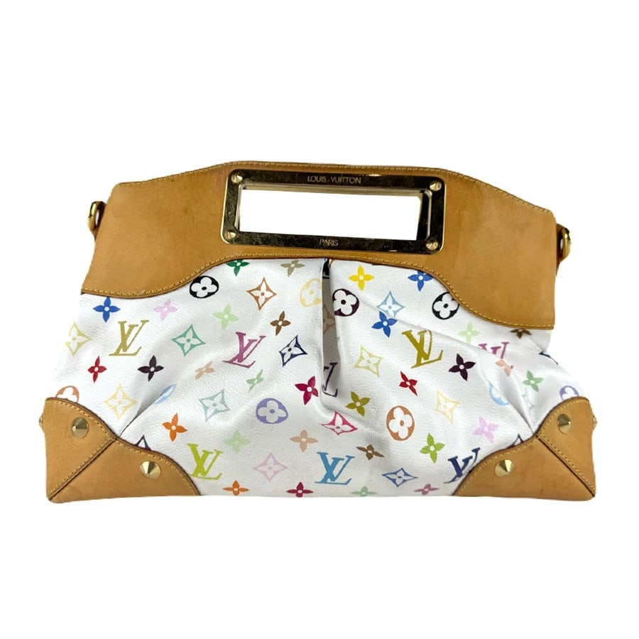 LOUIS VUITTON MONOGRAM MULTICOLOR JUDY MM HANDBAG SHOULDER BAG HANDBAG: LOUIS VUITTON Monogram Multicolor Judy MM Handbag Shoulder Bag Handbag Brand: LOUIS VUITTON Type: Handbag Material: Monogram Multicolor Color: Blanc Size: W:14.2inx H:7.9inx D:3.5in Handle